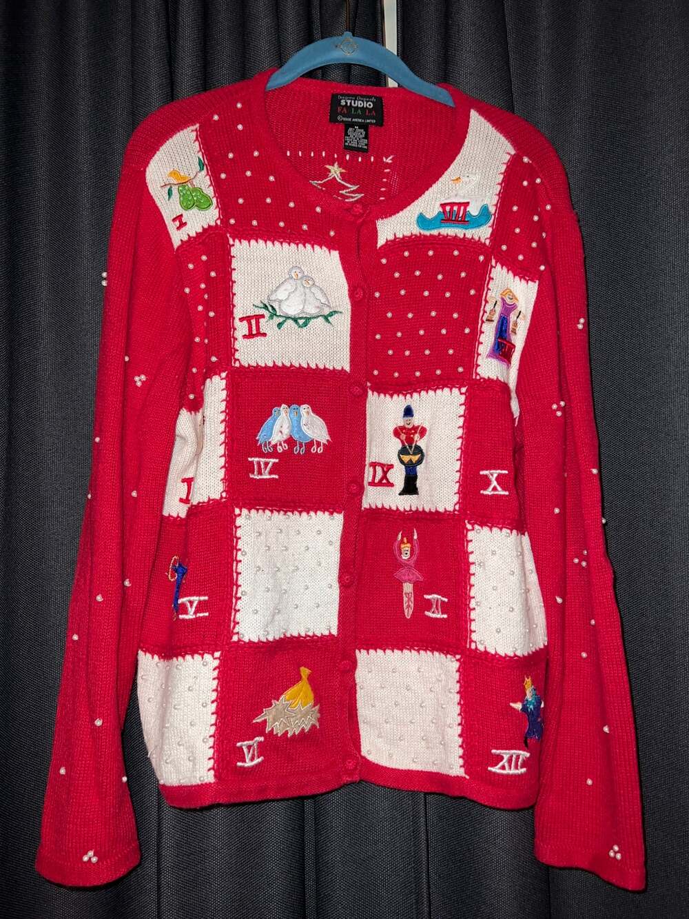Ugly Christmas Sweater Cardigan Xmas Size Medium